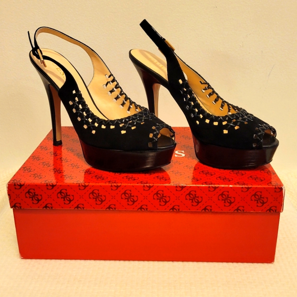 Guess Platform Suede Heels Sz 7